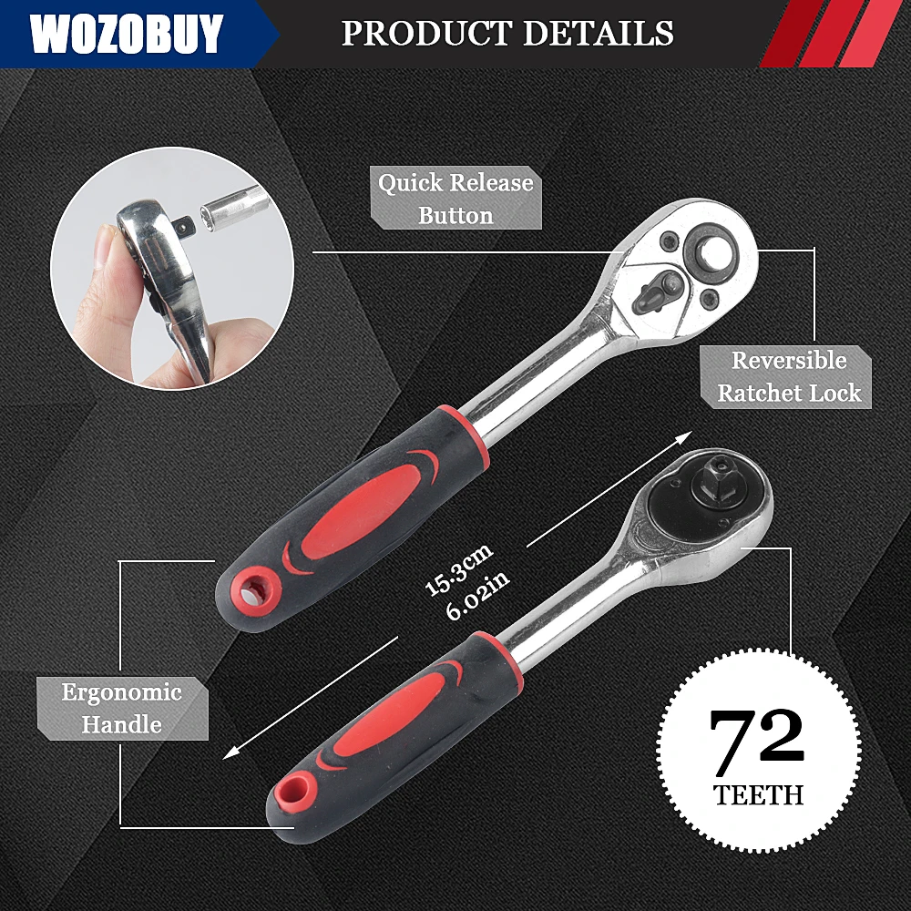 Socket Set, 46pcs 1/4 Inch Drive  Ratchet Socket - Image 3