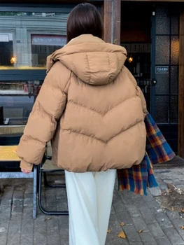 2025 ملابس النساء معطف القطن القصير الشتاء نمط جديد فضفاض صالح سميكة سترة قطن صغيرة الحماية الباردة الخبز سترات 4