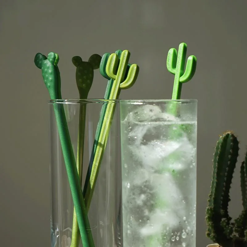 Reusable Cactus Shape Plastic Stirring Rods Drink Stirrers 6 Pcs 12 Wedding Birthday Cocktail Party Supplies Dining Room