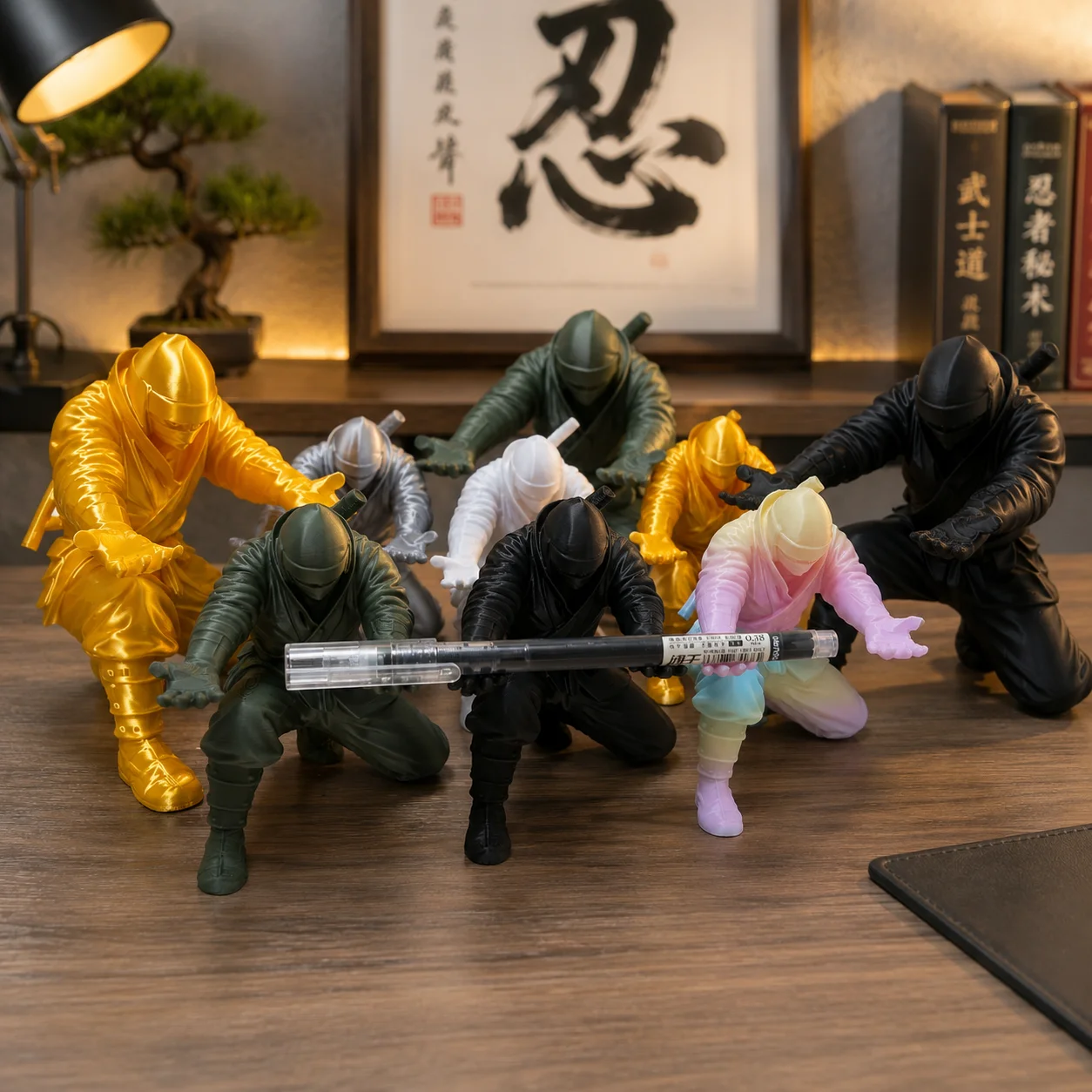Compact 3D Printed Ninja Pen Holder - Creative Desktop Organizer & Modern Gift Ornament