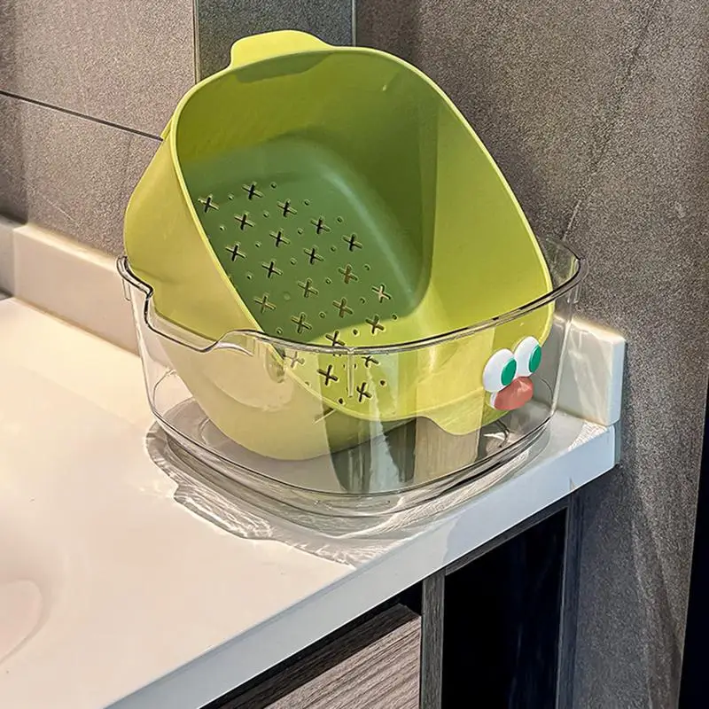 Collapsible Drain Basket Kitchen Colanders Bowl Set 2-layer Draining Basket Food Drain Basin Kitchen Sink Vegetable Drainer Fruit Basket Washing basin