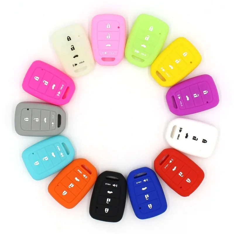 4 Button Silicone Car Key Case Cover for Honda Accord Civic CRV JAZZ HR-V 2014 2015 2016 Remote Control Accessories | Автомобили и