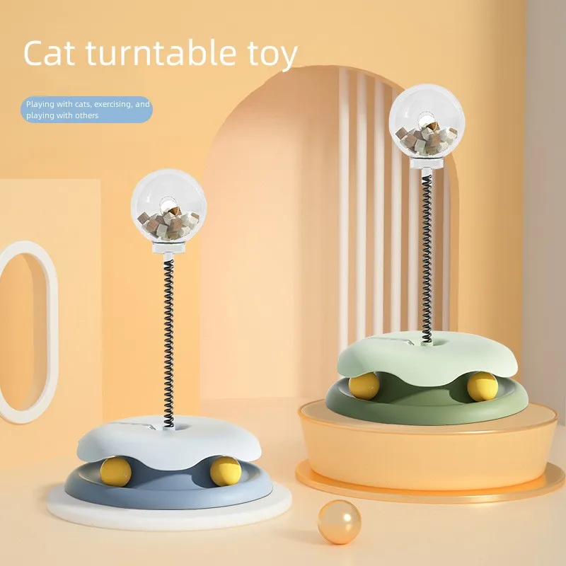 

Interactive Food Toys for Cat, Funny Roller Track Balls, Turntable for Kitty, Spring Leaky Food Toy, Dog Training Slow Feeder