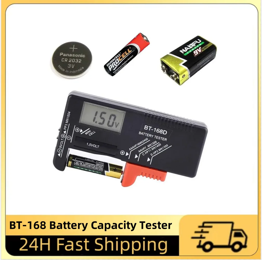 Battery Tester BT-168 AA/AAA/C/D/9V/1.5V batteries Universal Button Cell Battery Colour Coded Meter Indicate Volt Tester Checker BT168 Power