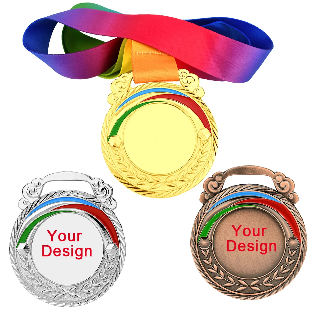 65mm Blank Medals Generic Medal Metal Award Medals Gold Silver Bronze Medal For Any Competition Sports Game Souvenir Kids' Pride