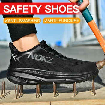 Nuove scarpe da lavoro da uomo Scarpe antinfortunistiche resistenti all'usura in acciaio Scarpe da ginnastica con punta in acciaio anti-impatto Scarpe da ginnastica protettive traspiranti Costruzione 1