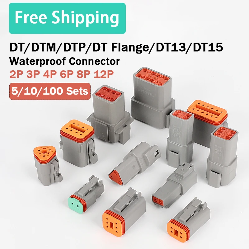 Conector Impermeável Deutsch Plugue Selado Automotivo 12 Pin dt Dtm Dtp Dt15 Dt13 Dt062s Dt04-2p 10 100 Conjuntos