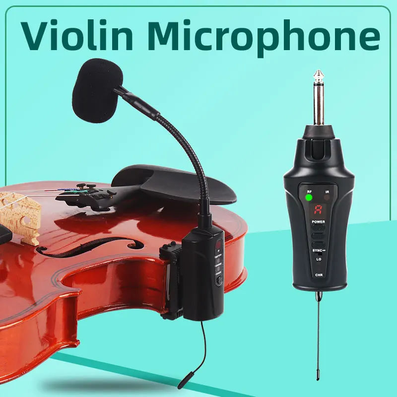 

VT-5 Violin Microphone Wireless UHF Gooseneck Pick Up Instrument Clip-on Mic Receiver and Transmitter System for Violin