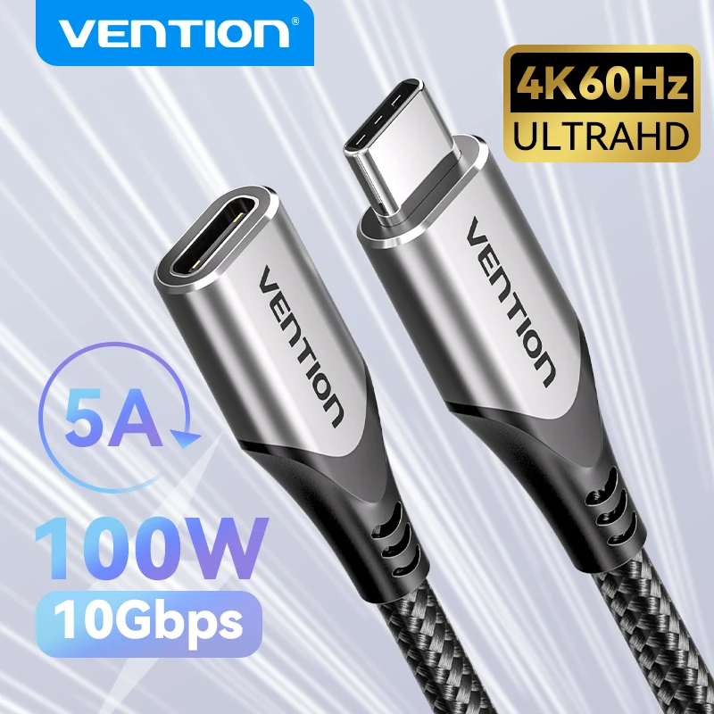 Vention-usb Cabo de Extensão tipo c para Macbook Macho para Cabo Extensor Feminino Thunderbolt 4k 3.1