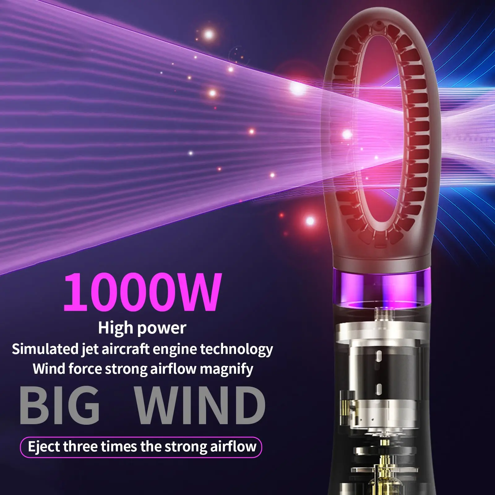 5 in 1 Negative Ionic Electric Hair Brushes,Removable Hair Dryer for Fast Drying,Low Noise Curler/Straighteners Tools Salon