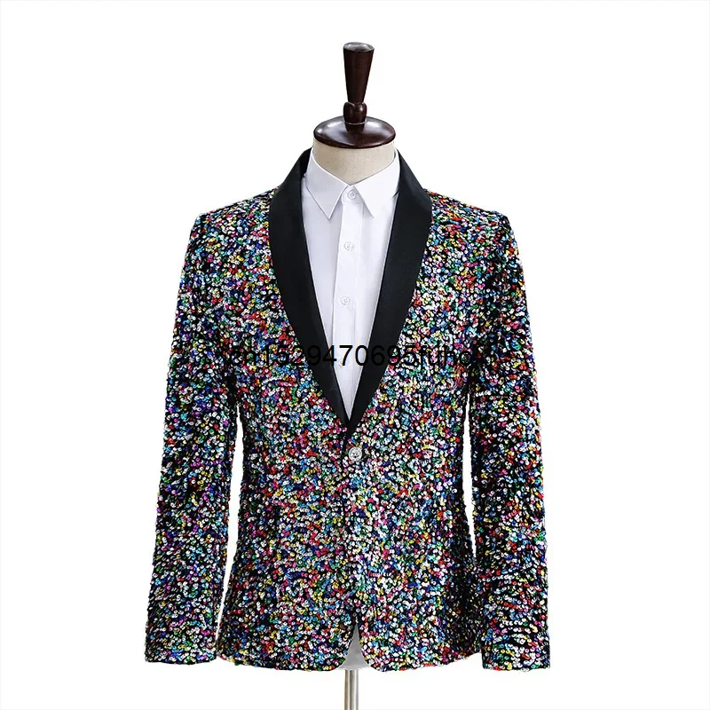 Men's Dress Sequins Fashion Stage Performance Suit Blazer