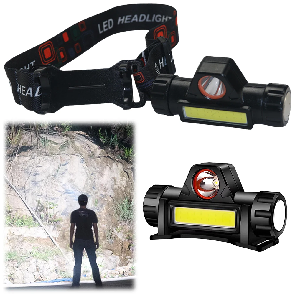 Mini LED Headlamp 2 Modes Head Flashlight USB Rechargable Adjustable Headband Hunting Headlight Outdoor Camping Fishing Lantern