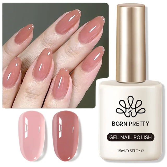 BORN PRETTY Smalto per unghie gel nudo rosa rosso Colore gelatina Semi permanente Soak Off UV LED Vernice Design 6/7/10/15ml Forniture per unghie 5