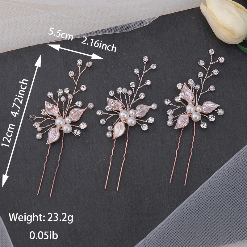 Floralbride Handmade Vintage Pearls Rhinestones Crystals Flower Leaf Wedding Hair Pin Bridal Hair Stickers Hair Accessories