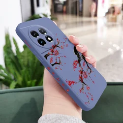Elegant Cold Plum Snow Liquid Silicone Phone Case Cover - OnePlus 13R 5G (Light Blue)