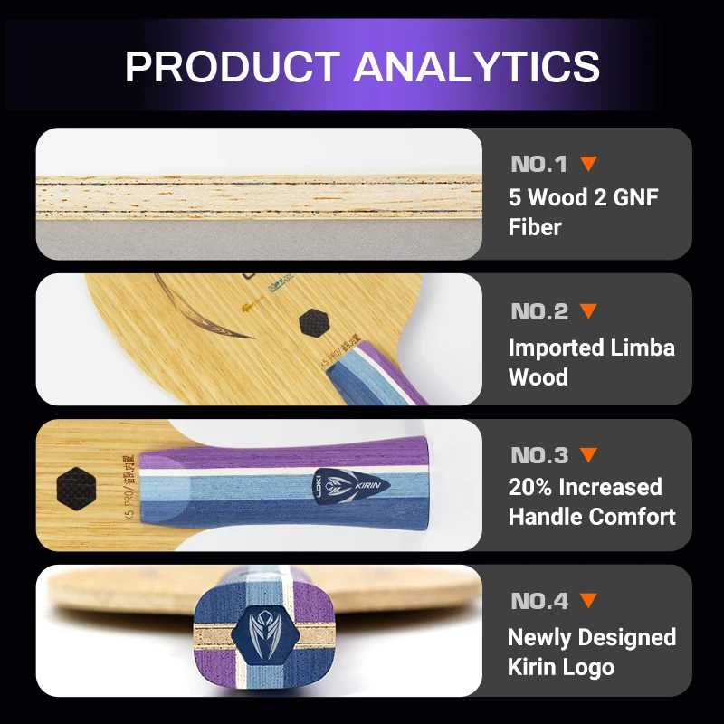 Loki k5 pro lâmina de tênis de mesa de fibra de carbono 7 camadas