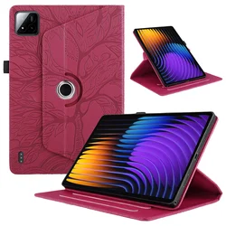 Embossed Tree 360° Rotating Stand Tablet Case Cover for Xiaomi Pad 7 11.2 (Red)