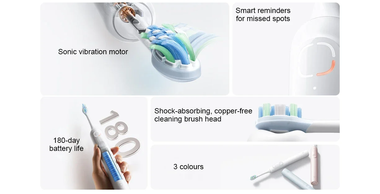 Description Picture 3 of itemIconic Brand MIJIA Oscillation Electric Toothbrush Reminders for Missed 180-Day Battery Life 3 Modes Memory Function Available IPX8