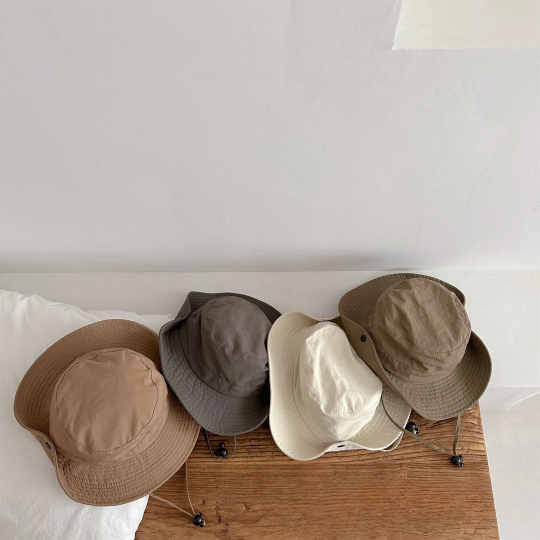 New Children Bucket Hats Summer Solid Color Sunhat Kids Fishing Hat Sunshade Visor Boys Girls Outdoor Fashion Beach Cap For 2-6Y 4