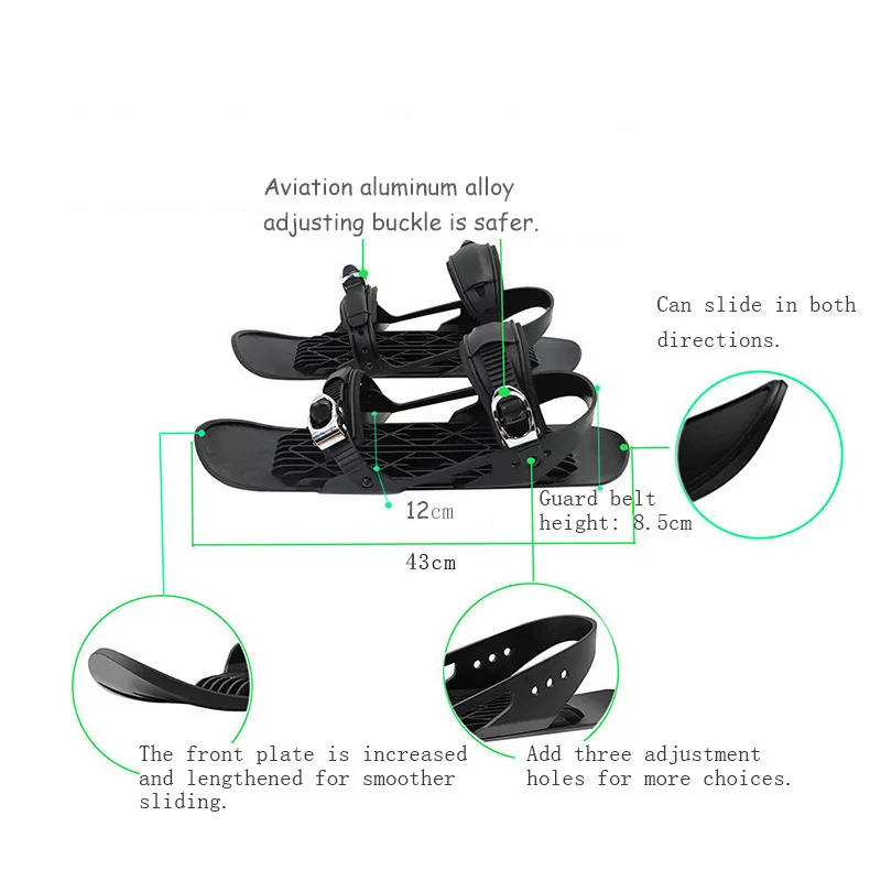 Adult Kids Snowshoes Ski Skates Adjustable Strap Skis for Kids Ages 3-17 Cool Colorful Adult Outdoor Ski Sports Accessories