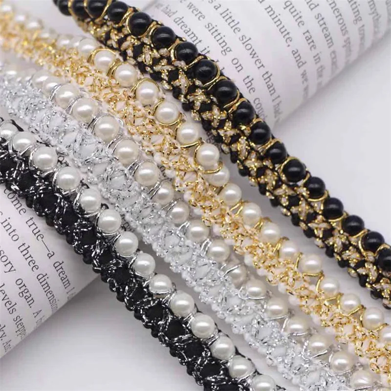 1.5CM Hot Selling Gold Thread Flash Beaded Knitted Ribbon Clothing ...