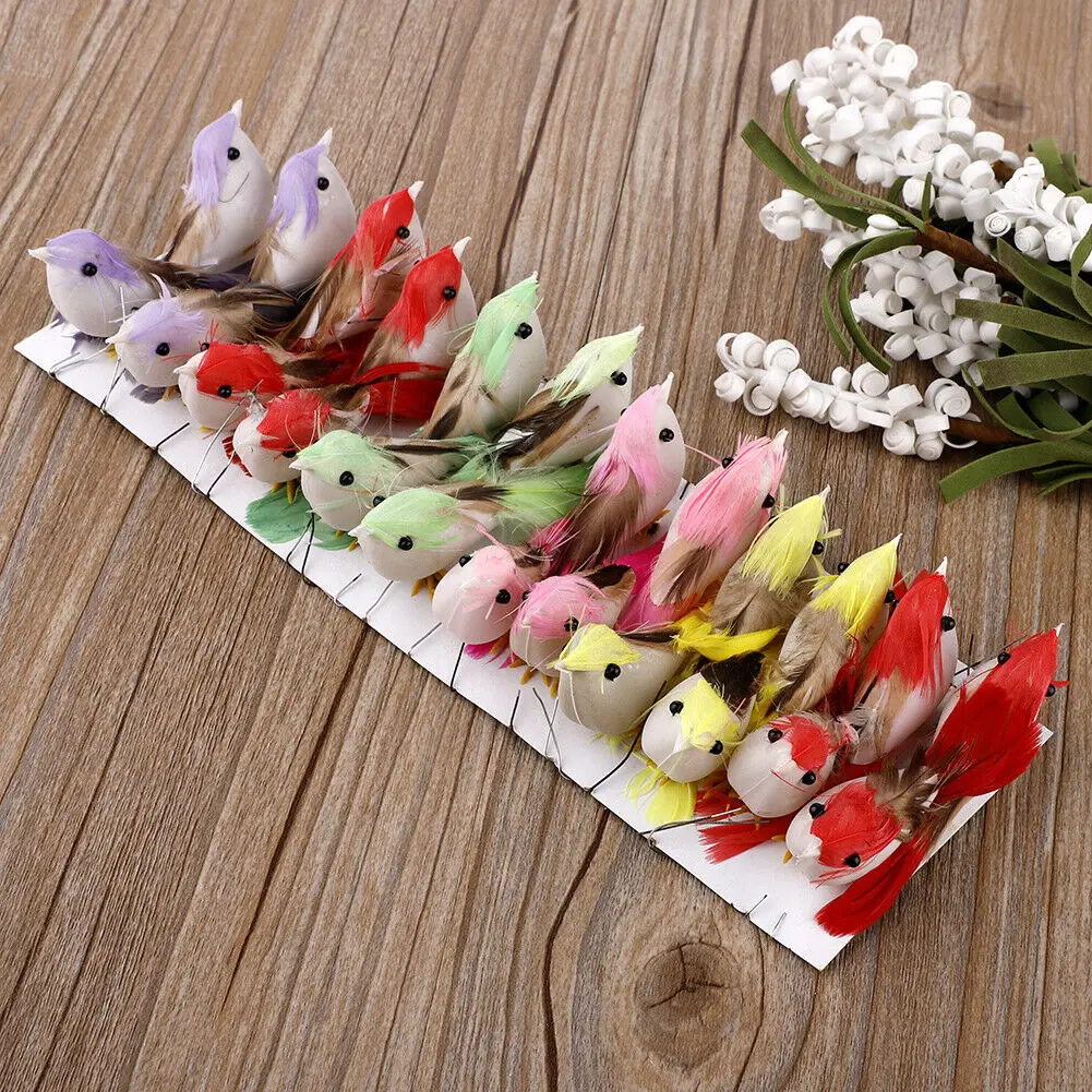 Fuwaxung 1Pcs 3D Fake Craft Birds Artificial Foam Feathers Birds Birthday  Party Decorations Home Garden Wedding Decoration 