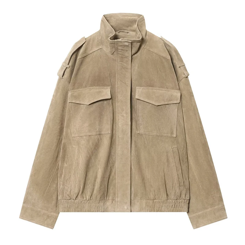 TFMLN Women Winter Thicken Jackets Fashion Suede Pockets Warm Jacket Streetwear Leisure Pocket Zipper New Oversized Jackets