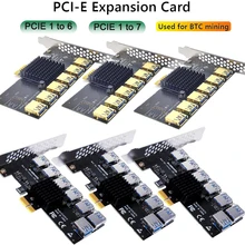 Złota karta rozszerzająca PCIE 1 do 7 Adapter PCIE 1 do 6 USB 3 0 Pci Express mnożnik Hub PCIE 1X Adapter do karty rozszerzeń BTC Mining tanie tanio ALLOYSEED NONE CN (pochodzenie) metal Golden USB3 0 6x USB3 0 ASM1187E for DOS for Linux for Windows XP 7 8 10 Riser Card 1 to 6