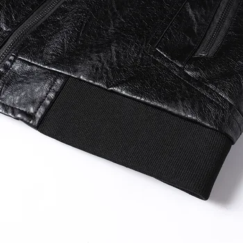 سترة جلدية الرجال معاطف دراجة نارية الخريف السفر الصوف الأسود سستة حجم كبير 6XL 7XL 8XL المتضخم الشتاء معطف مائل - Image 3