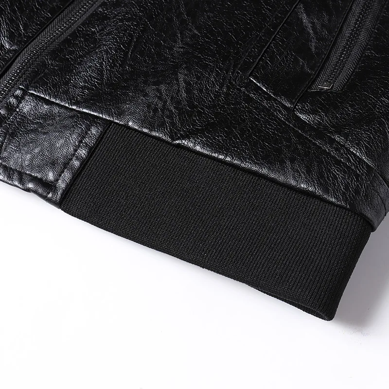 Leather Jacket Men Coats Motorcycle Autumn Travel Fleece Black Zipper Plus Size 6XL 7XL 8XL Oversized Winter Slanted Overcoat 3