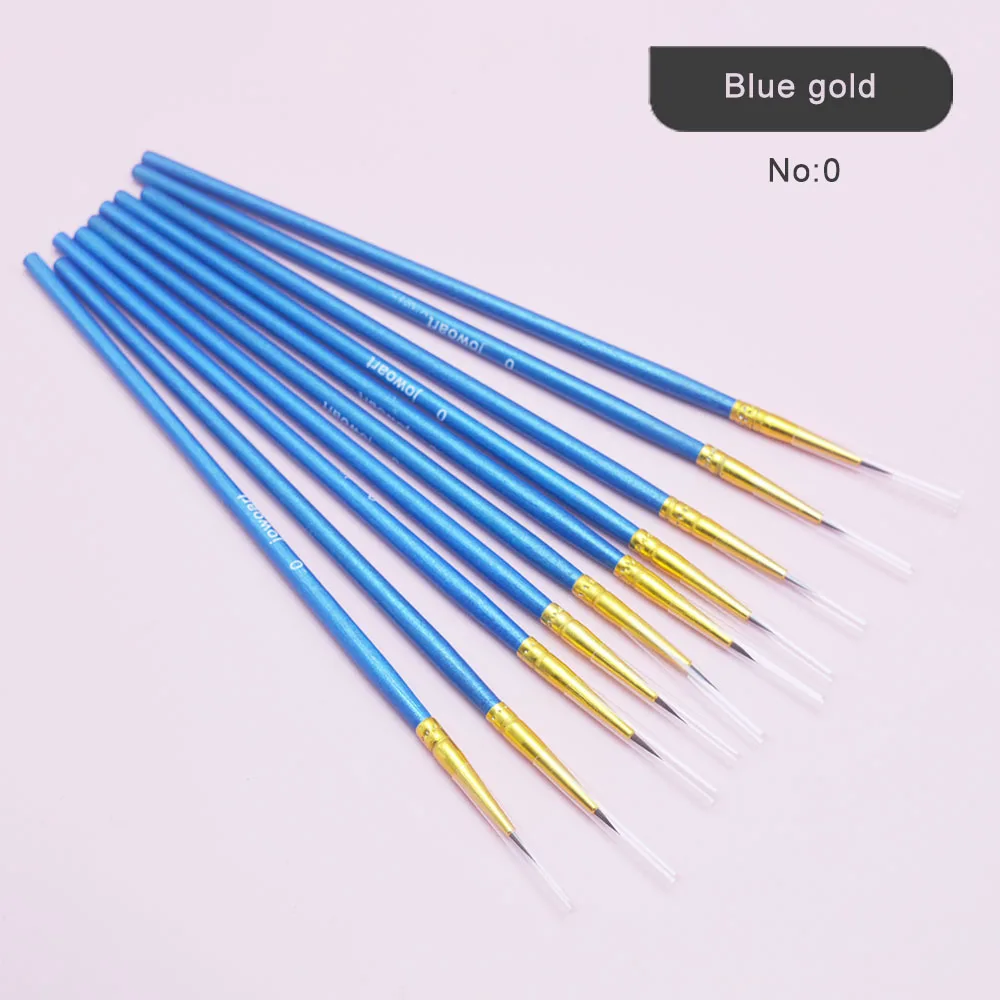 10-Piece Premium Hand-Painted Fine Line Brush Set with Short Wooden Handles - Nylon Bristles Art Supplies