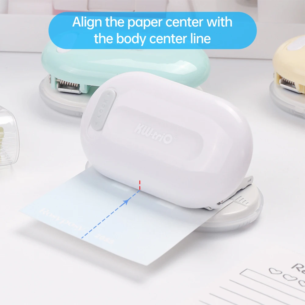 KW-triO 3-Hole Paper Punch Handheld Mini Loose Leaf Paper Puncher Support 5.5mm Aperture 5 Sheet Capacity for Notebook