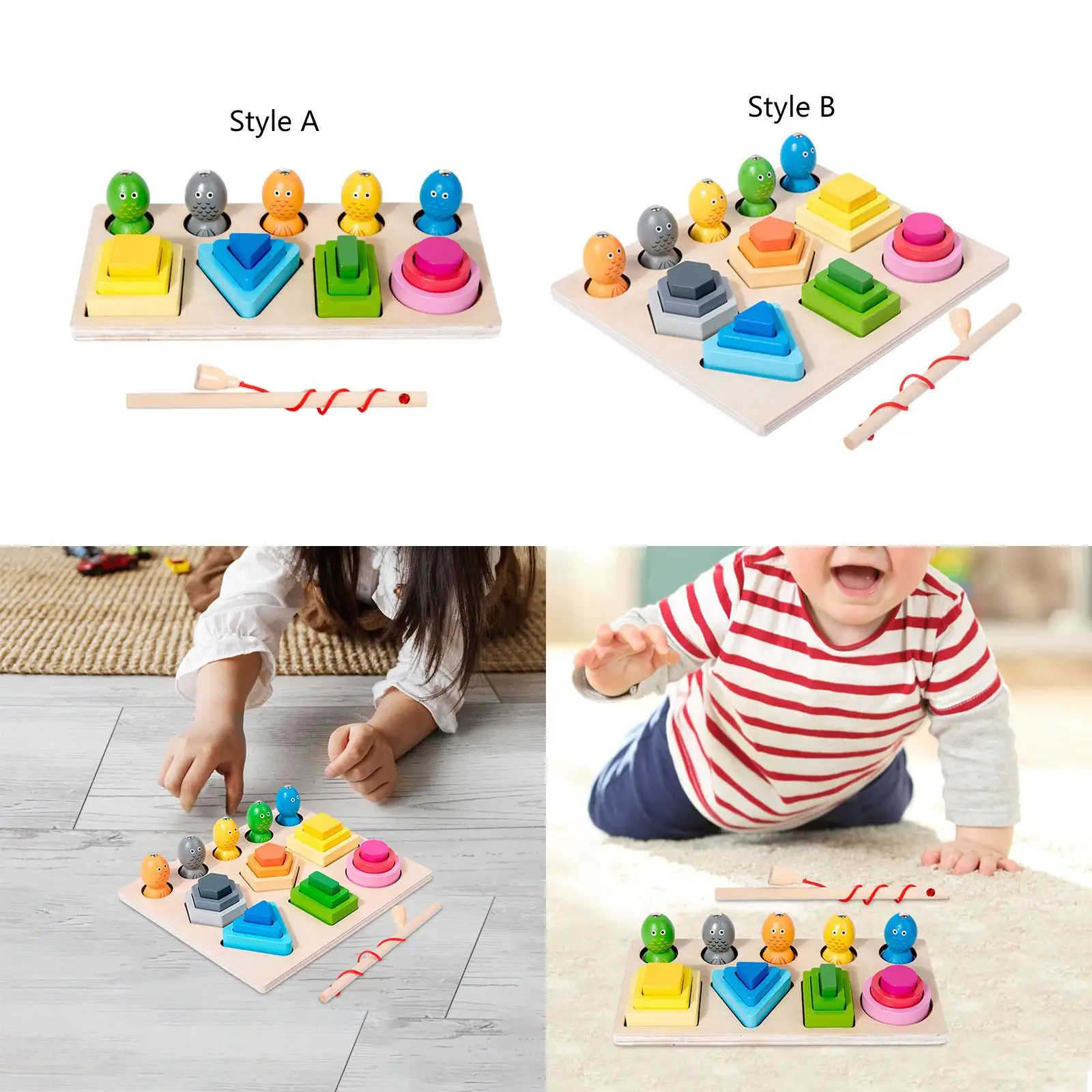 

Fish Fishing Wooden Sorting and Stacking Toys for Toddlers 1 2 3 4 Years Old