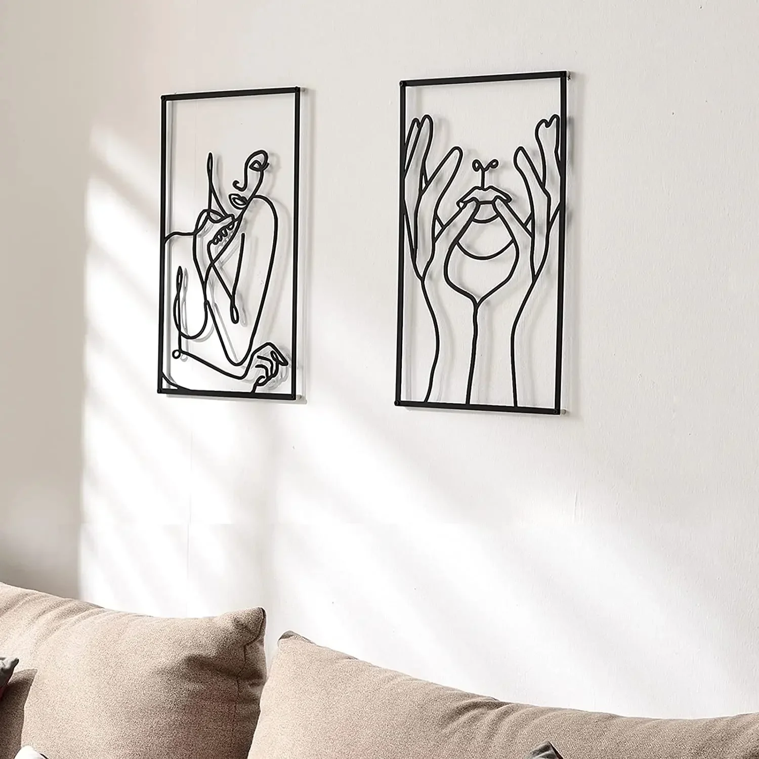 Nordic Abstract Female Line Iron Wall Hanging Decor Ornament Sexy Woman Silhouette Metal Pendant Art Living Room Home Decor 3