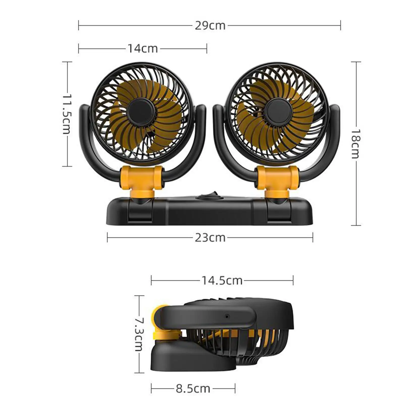 Car Double Head Folding Fan Accessories 360 Degrees Rotary Portable Car Cooling Air Fan for Dashboard SUV Boat RV Home premium