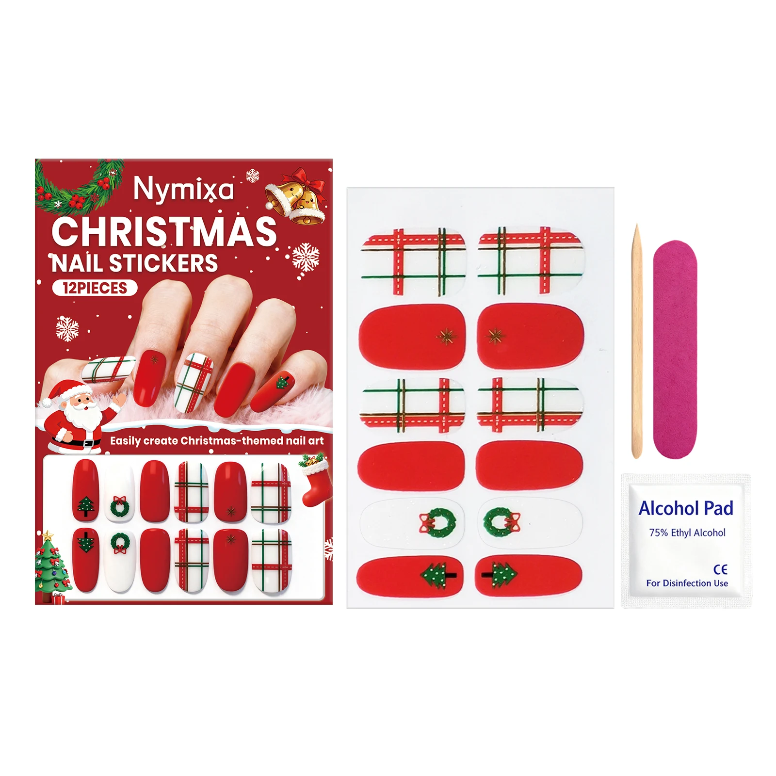 Christmas Soft Gel Nail Sticker Kit - DIY Easy-Apply Festive Nail Art Decor with Snowflake/Reindeer Designs