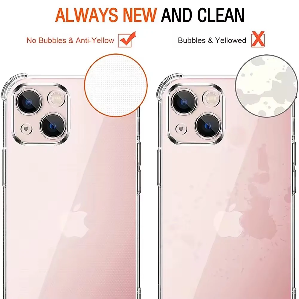 Shockproof Silicone Clear Phone Case with Lens Protection