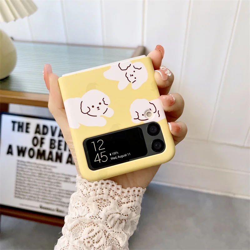 Cute Dog Phone Case For Samsung Galaxy Z Flip 3 Back Cover Fashion Cartoon Animal Hard Protective Cases For Z Flip3 5G Shell case for galaxy z flip3