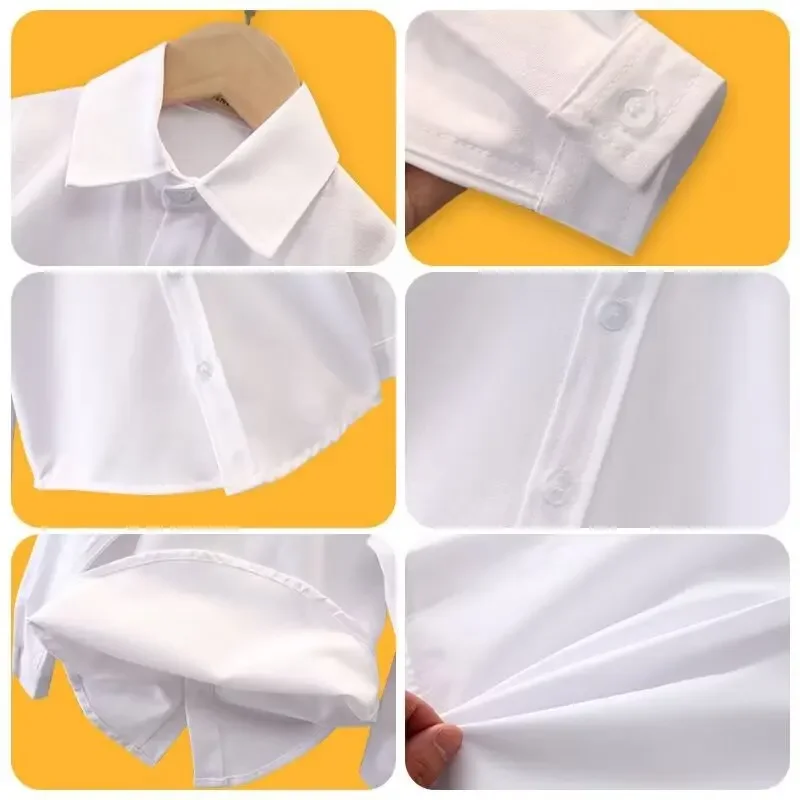 New Children's White Shirt Boys Long Sleeve Spring Autumn Small Student School Uniform Medium Large Women's Shirt