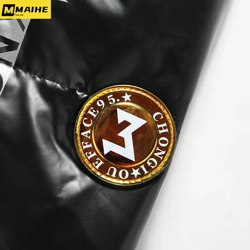 Men's Autumn And Winter Padded Jacket Thickened Warm Down Cotton Short Jackets 2023 New Bright Letter Hooded Fashion Brand Parka