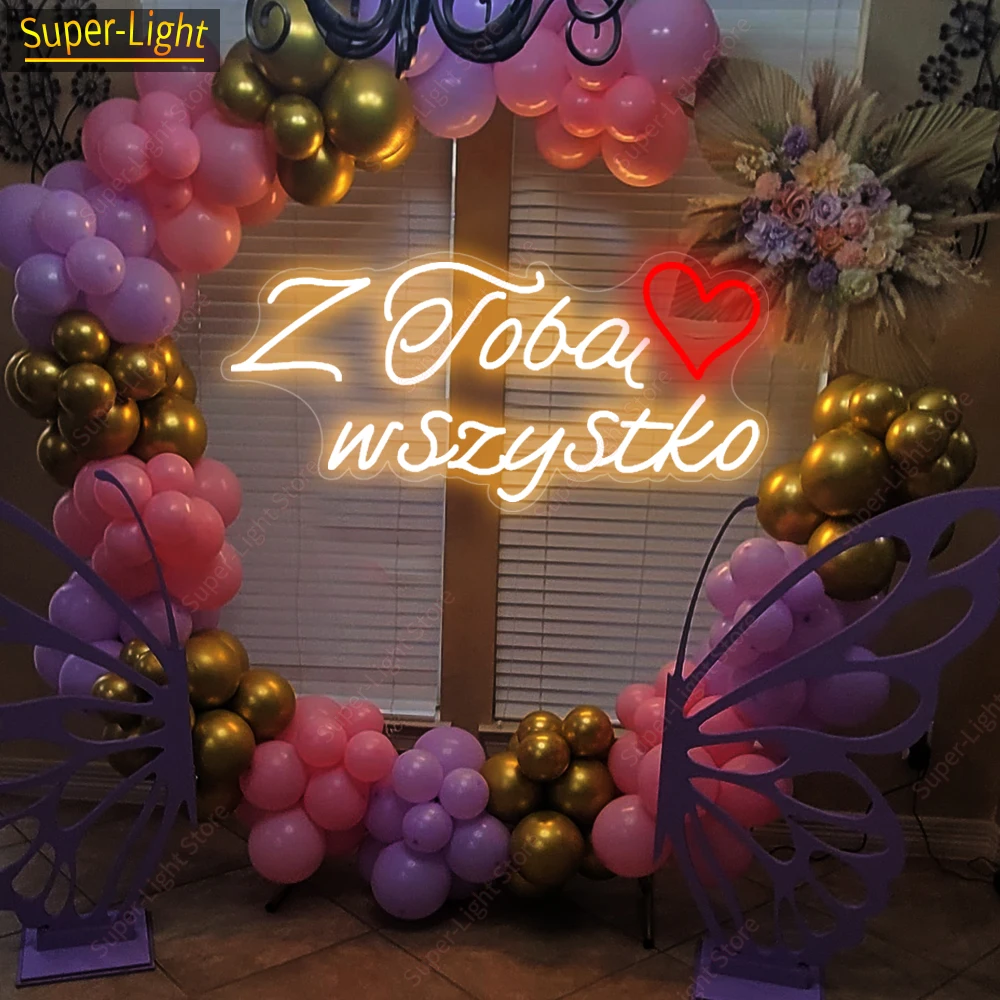 Big 60x28cm With you all led Ledon Neon Sign for Wedding Neon Polski Producent Party Wedding Birthday Neon Sign Wall Decoration