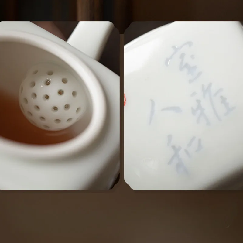 Chinese Exquisite White Porcelain Tea Set Complete Set Tea Ceremony Set Square  Teapot And Tea Cup Set Teaset Handheld Gift Box