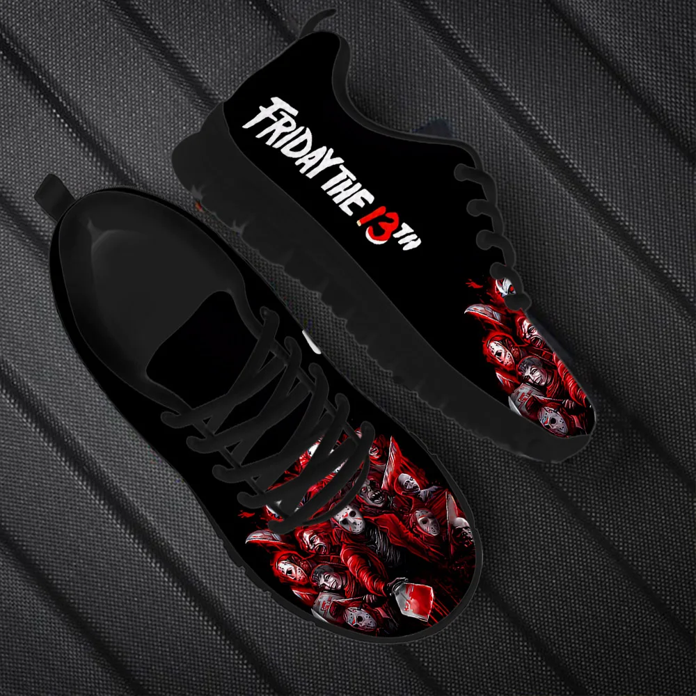 

INSTANTARTS Fashion Brand Flat Shoes Classic Horror Pattern Non-Slip Casual Sneakers for Womens Mens Light Shockproof Zapatos