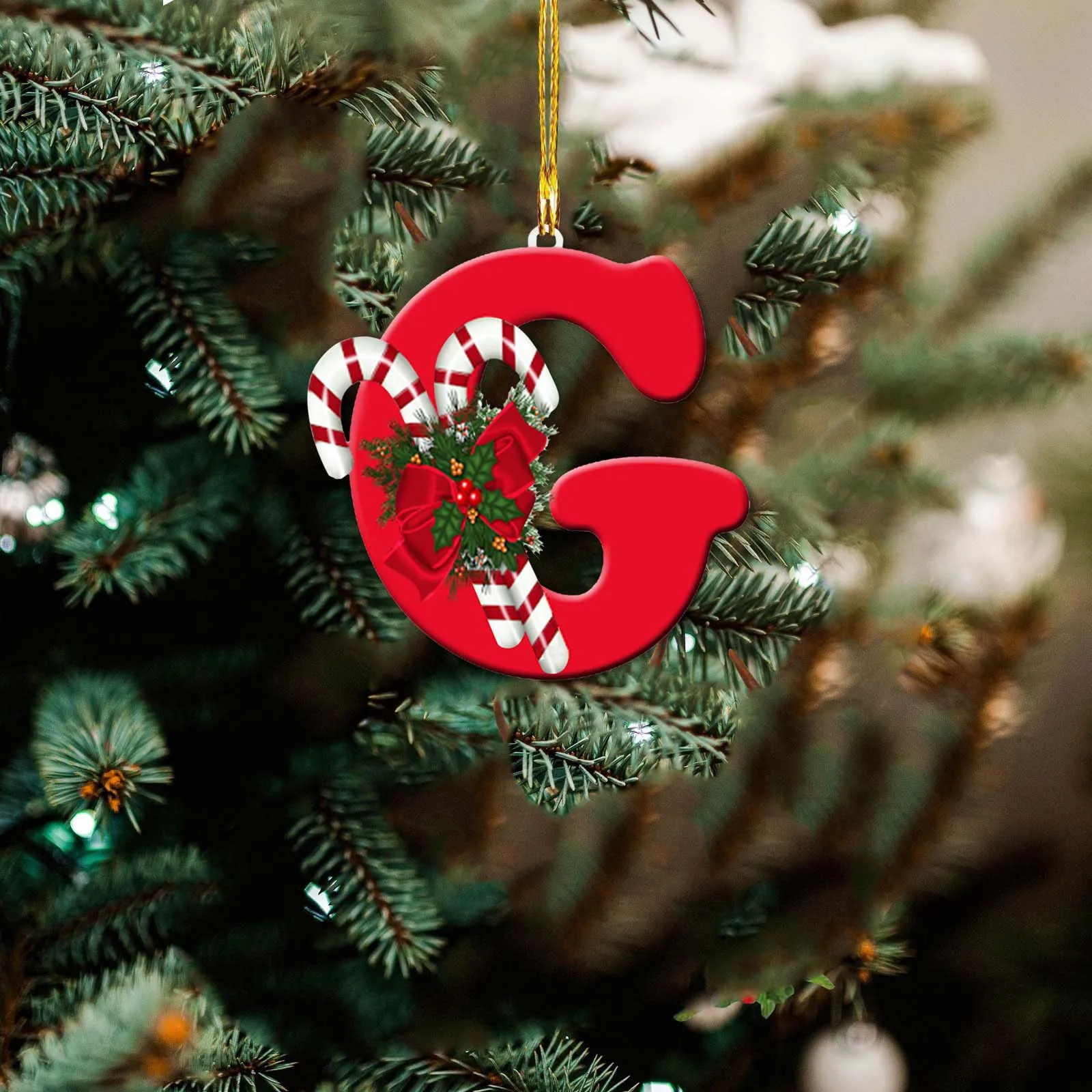thumbnail image 1 of Árbol de Navidad acrílico con palabras para colgar en la habitación, nuevo colgante navideño con 26 letras, adorno para árbol de Navidad, 1 of 5
