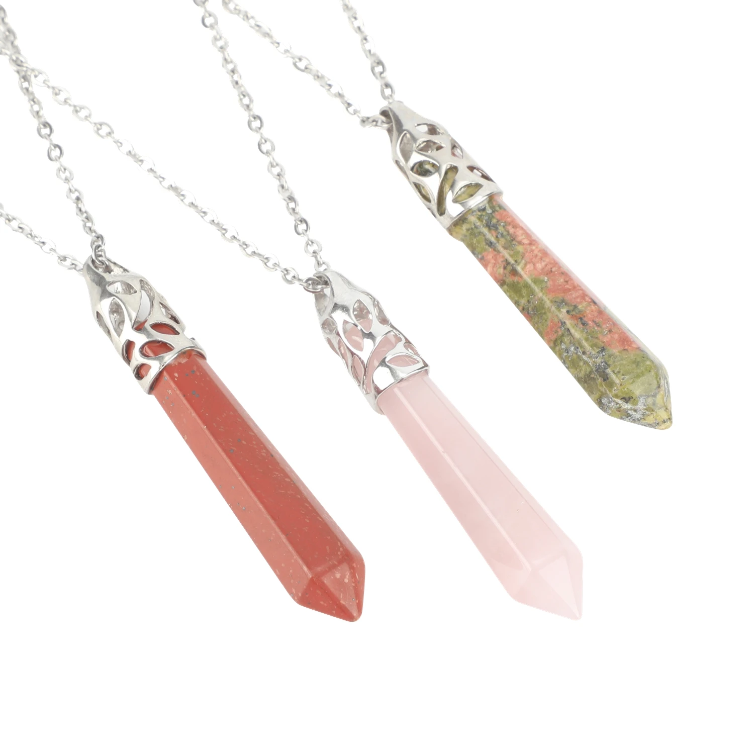 

Natural Crystal Gem Hexagonal Pillar Hollow Out Pendant Fashion Creative Pendant Men and Women Personalized Party Pendant