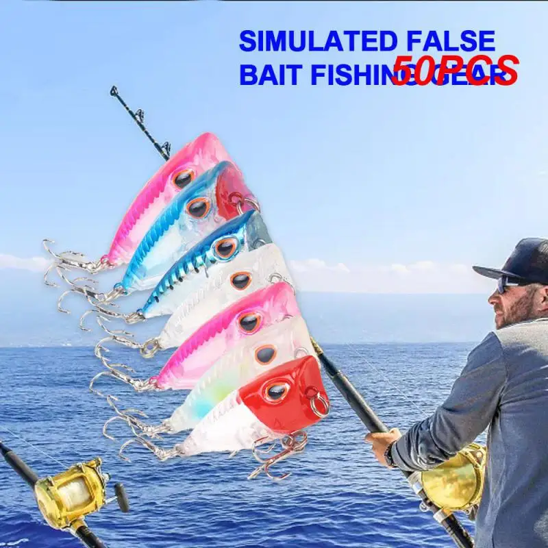 

50PCS Mini Popper Crankbaits Fishing Lures Artificial Wobblers For Trolling Pike 3d Eyes Fish Topwater Swimbait Minnow Baubles