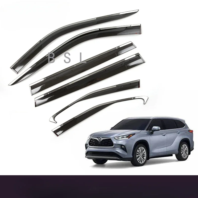 

Decorate Fit For TOYOTA HIGHLANDER 2020 2021 2022 2023 black Window Visor Vent Shades Sun Rain Guard Trim Car Accessories 6Pcs