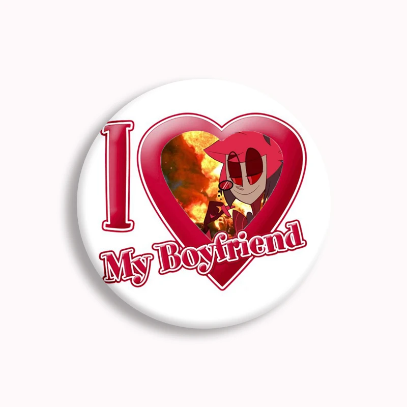 I Love My Boyfriend Husk Alastor Adam Button Pin Anime Helluva