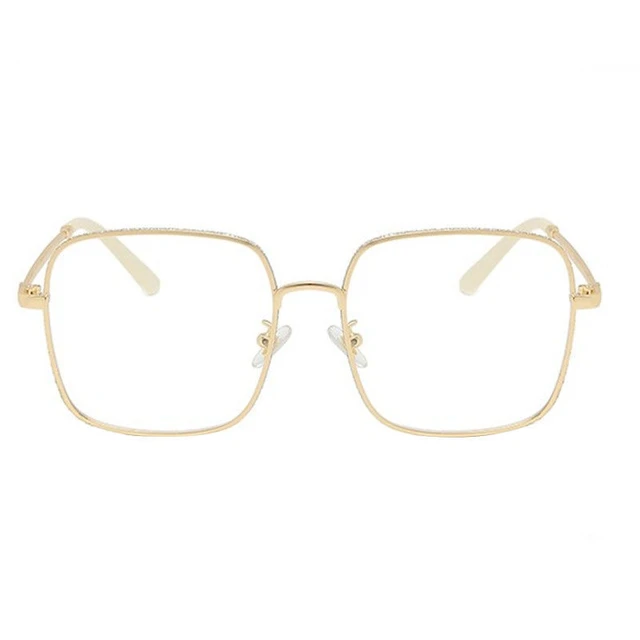 Fashion Oversized Square Eyewear Retro Women's Anti-blue Light Bloking Metal Frame Glasses Trend Optical Computer Eyeglasses