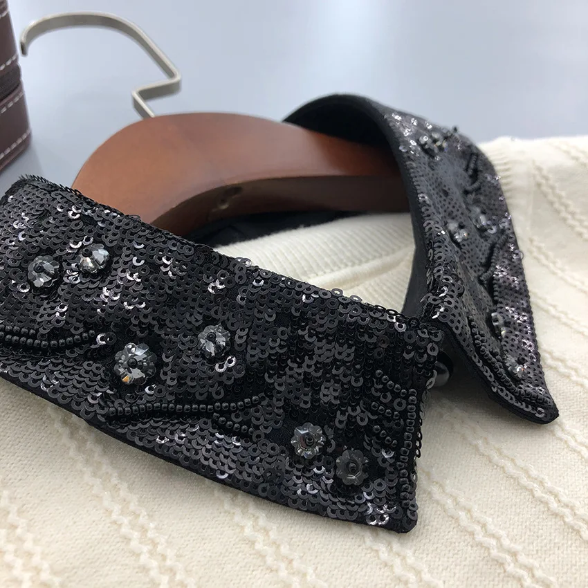 

Fashion Handmade Beads False Collar for Women Vintage Embroidery Shirt Detachable Collar Female Neck Ties Neckwear Fake Collar